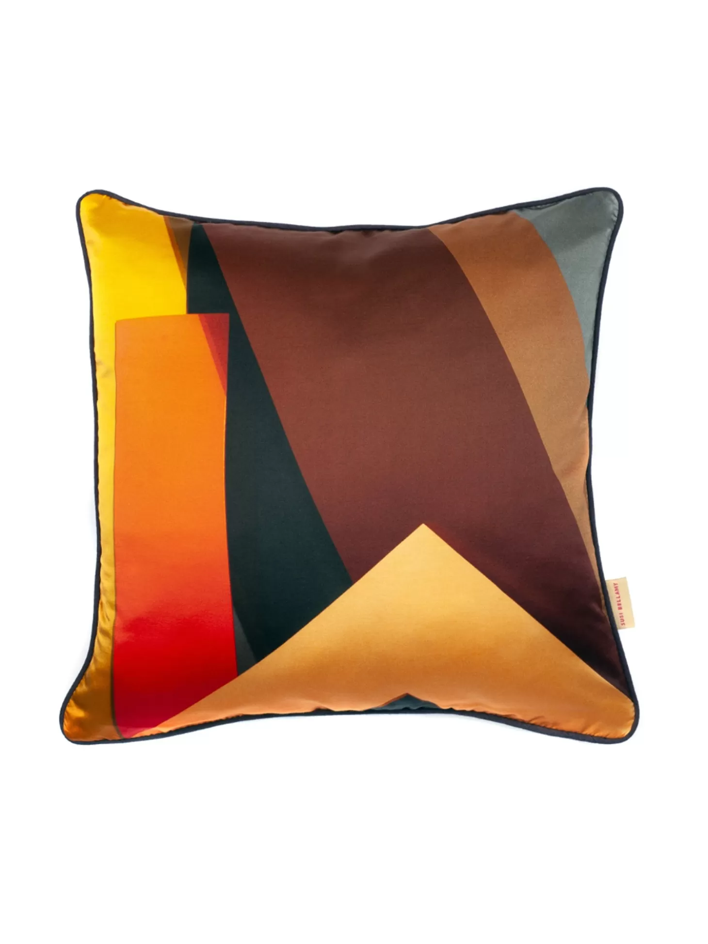 Susi Bellamy Brown Plinth Silk Cotton Square Cushion Discount