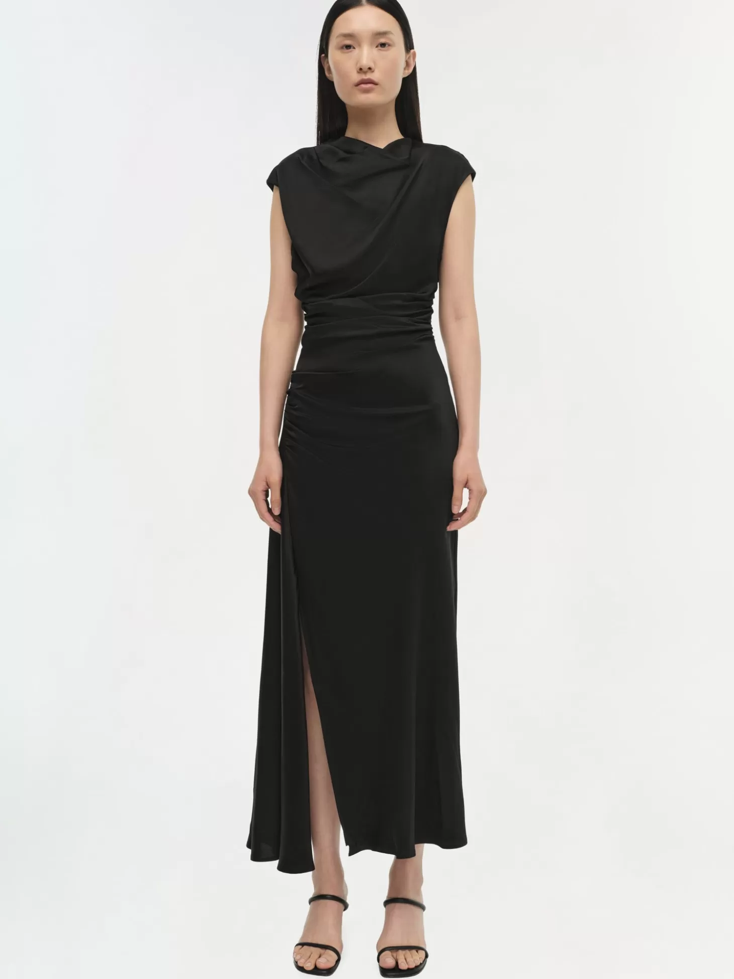 SIMKHAI BURKE DRAPED DRESS BLACK Discount