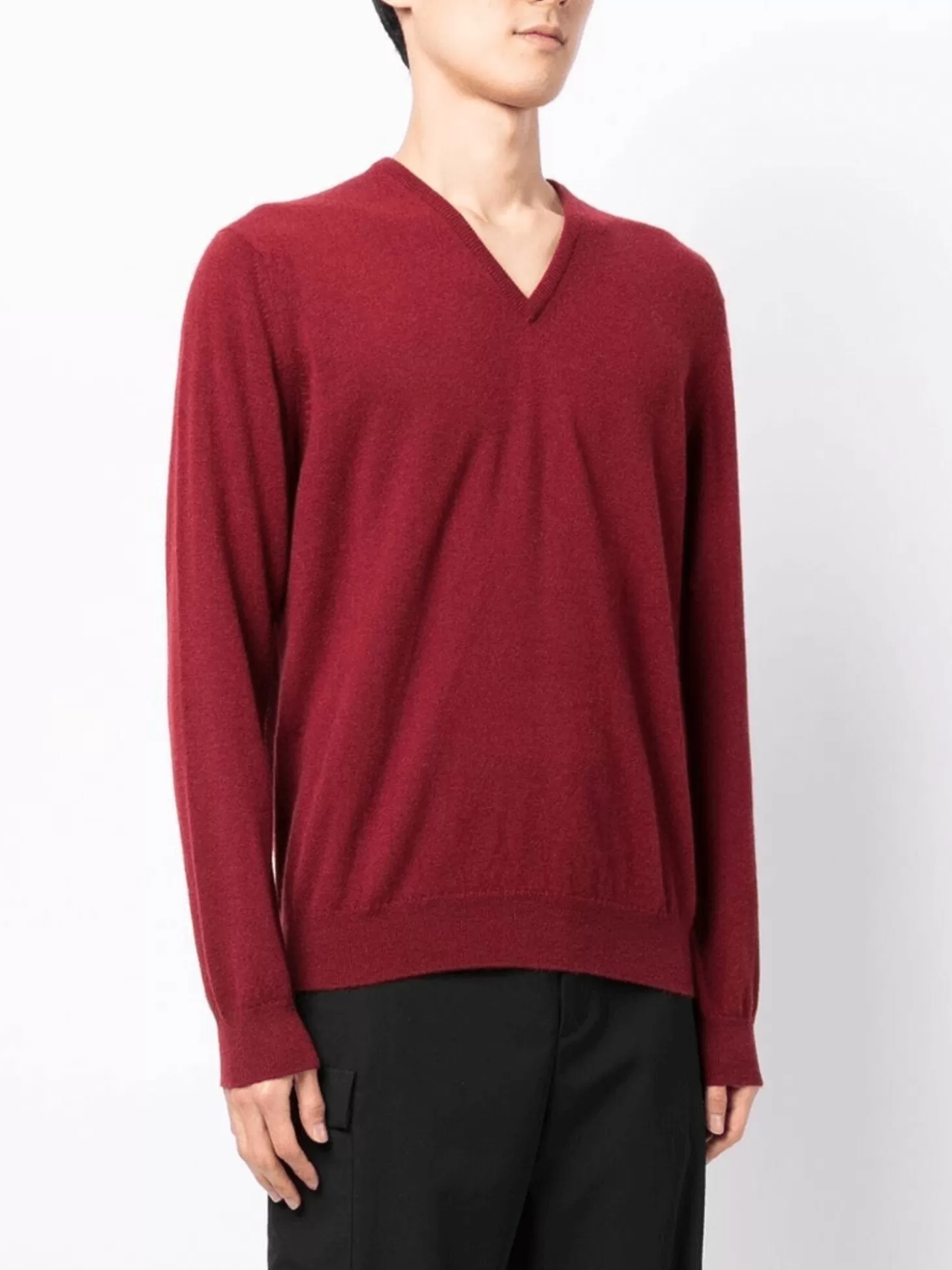 Leathersmith of London CASHMERE V-NECK SWEATER BURGUNDY Store