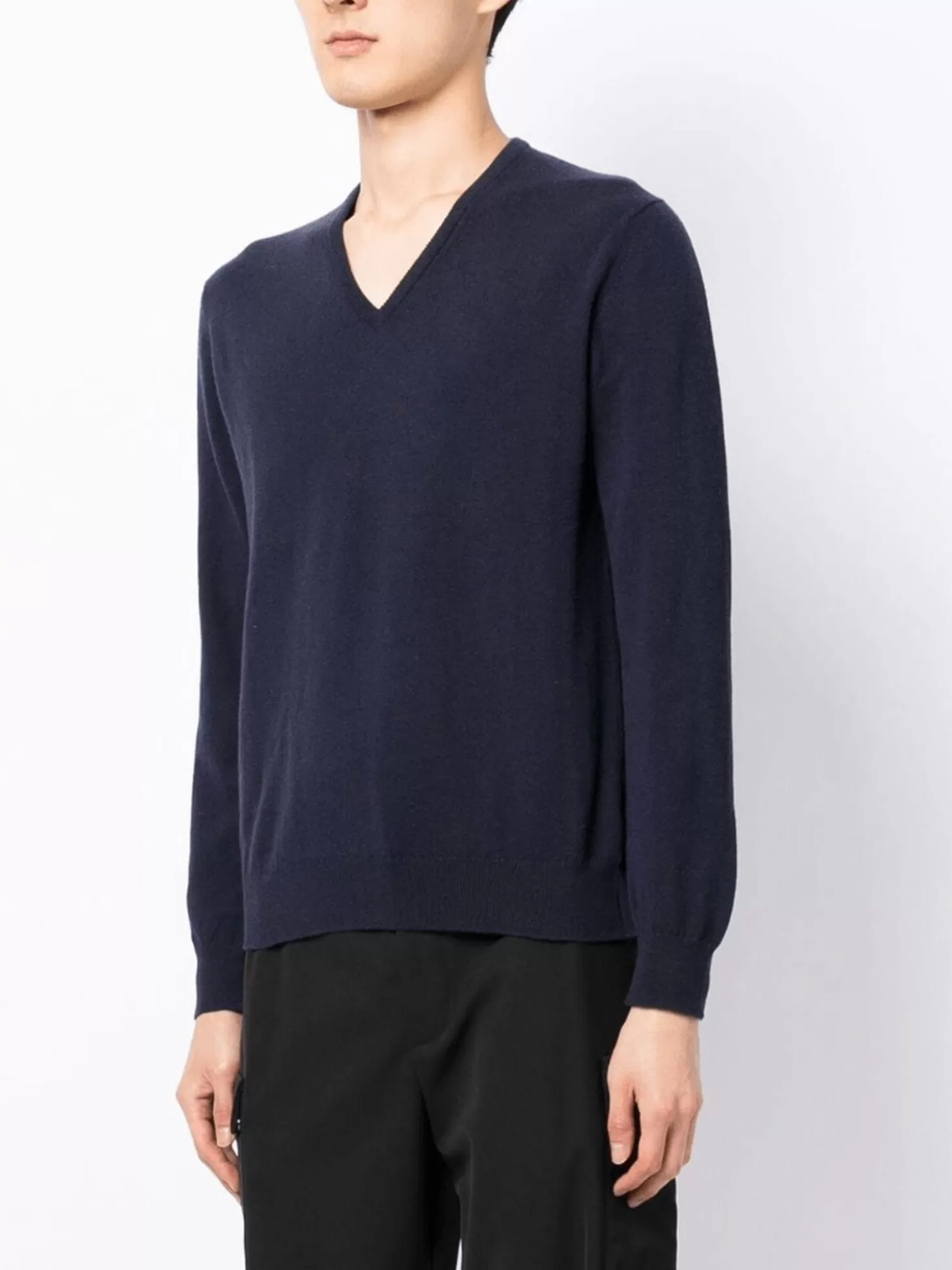 Leathersmith of London CASHMERE V-NECK SWEATER NAVY Online