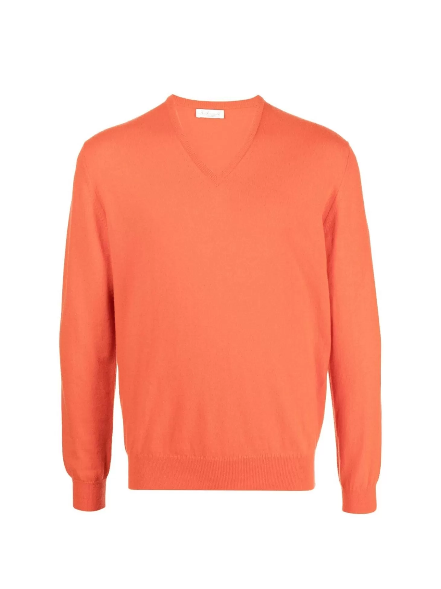 Leathersmith of London CASHMERE V-NECK SWEATER ORANGE Best