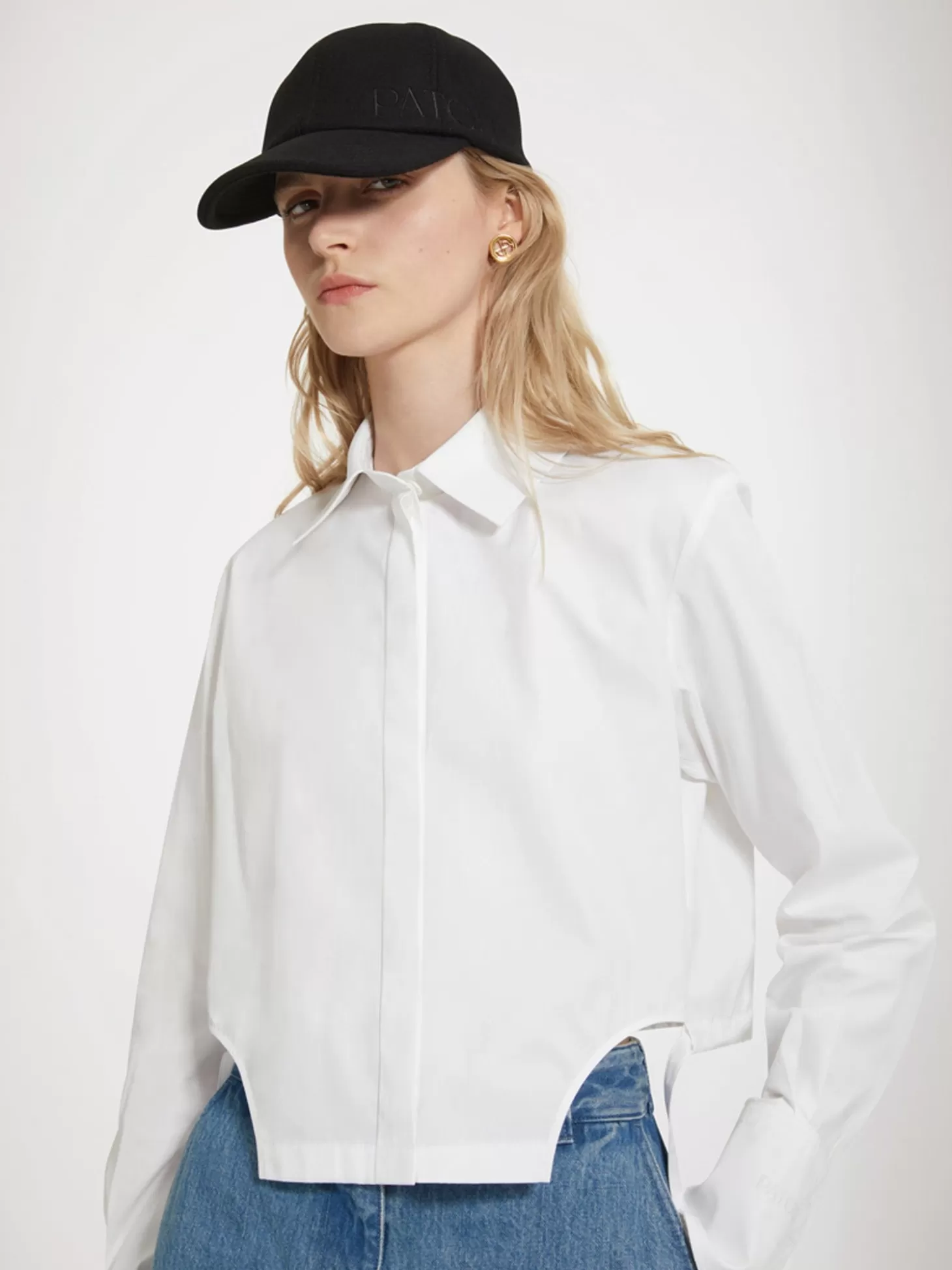 PATOU CROPPED BLOUSE WHITE Cheap