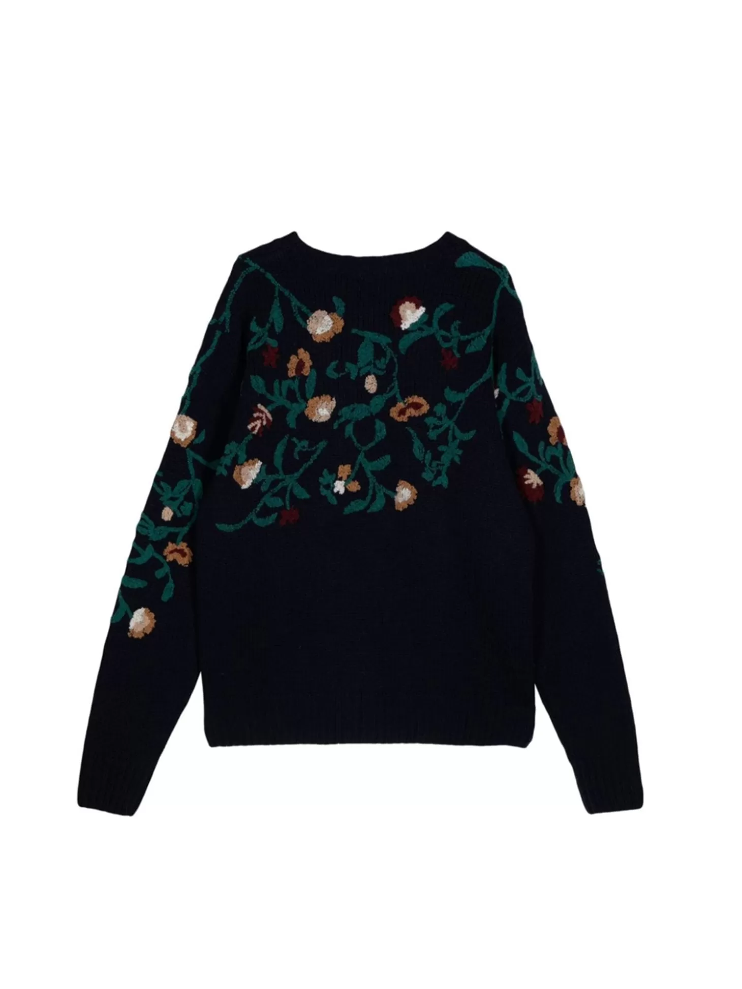 LEATHERSMITH EMBROIDERED FLORAL CREWNECK KNIT NAVY Outlet