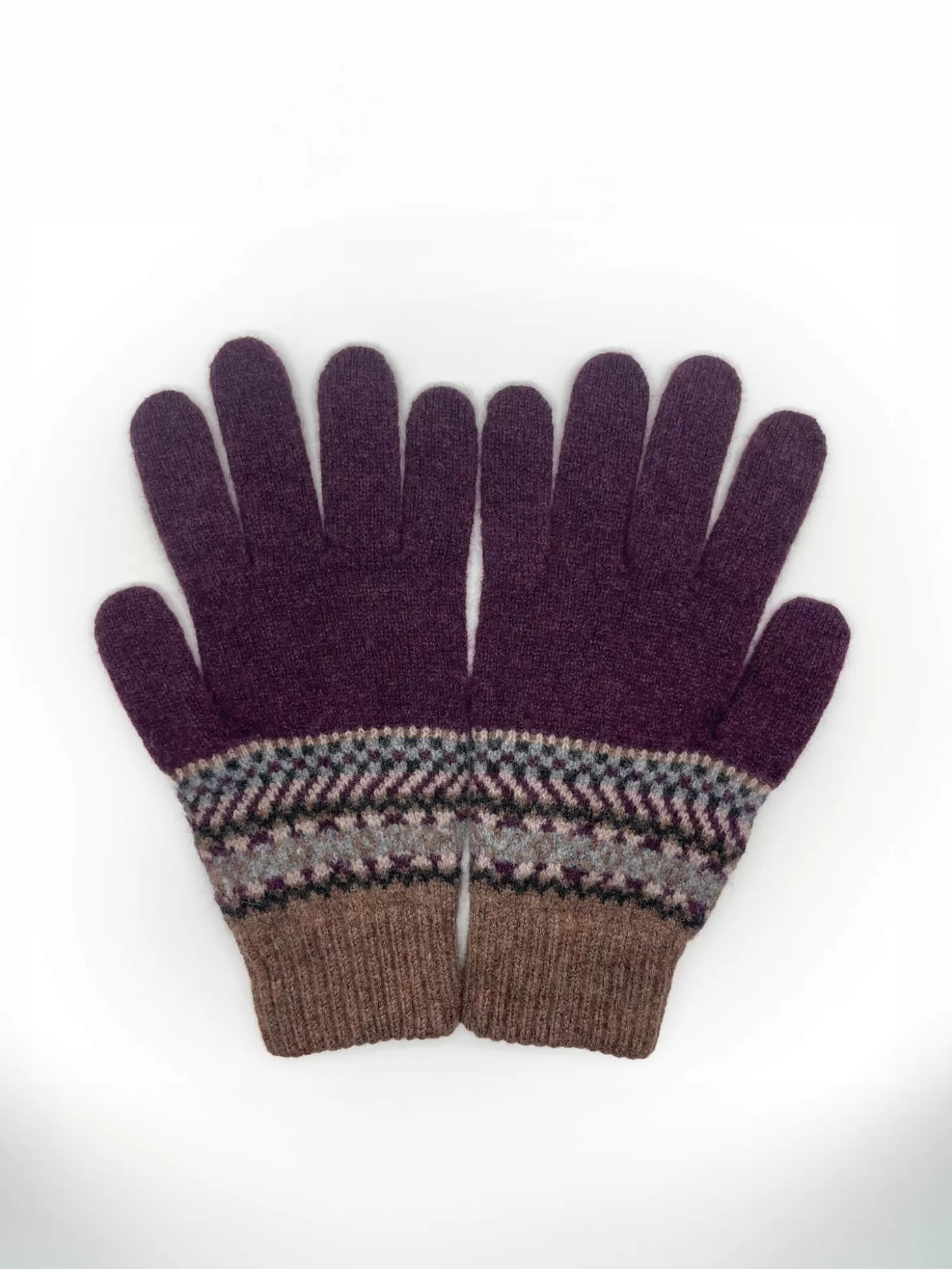 Leathersmith of London FAIR ISLE GLOVES PURPLE Fashion