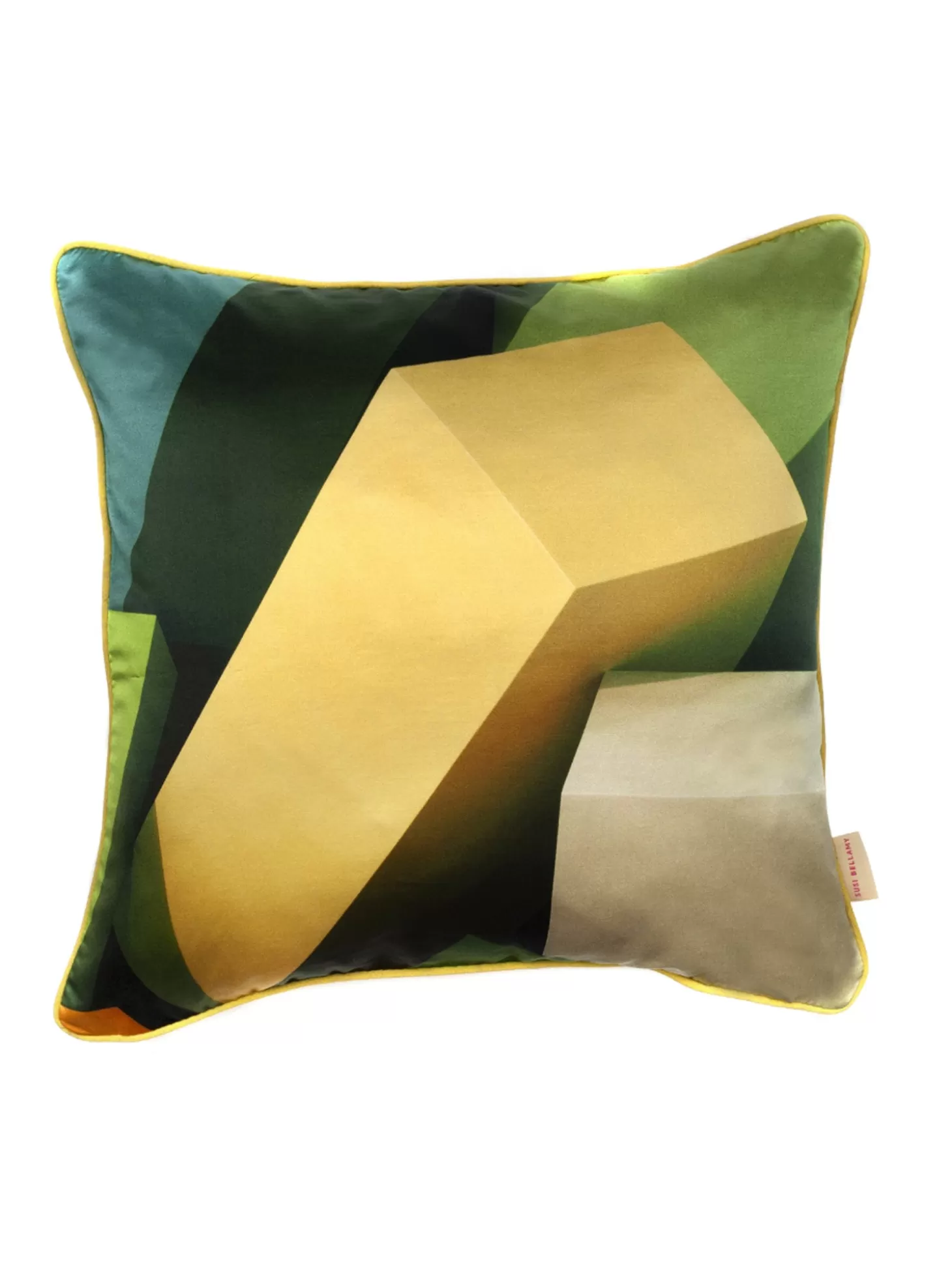 Susi Bellamy Green Blocks Silk Cotton Square Cushion Shop