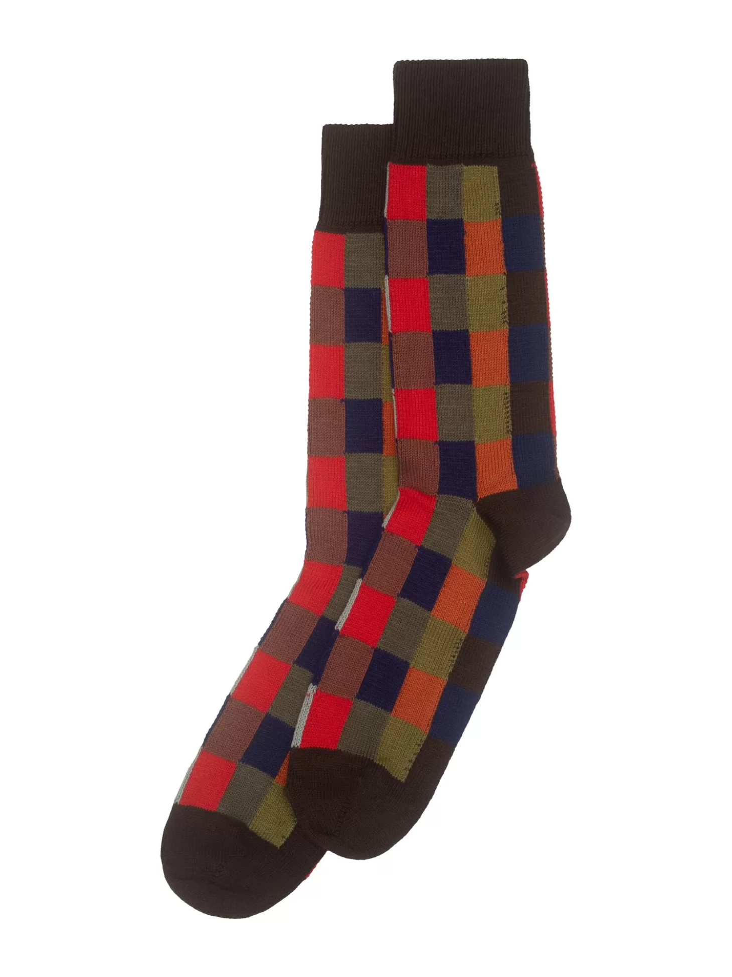 Leathersmith of London HARLEQUIN SOCK - CHOCOLATE/NAVY Flash Sale