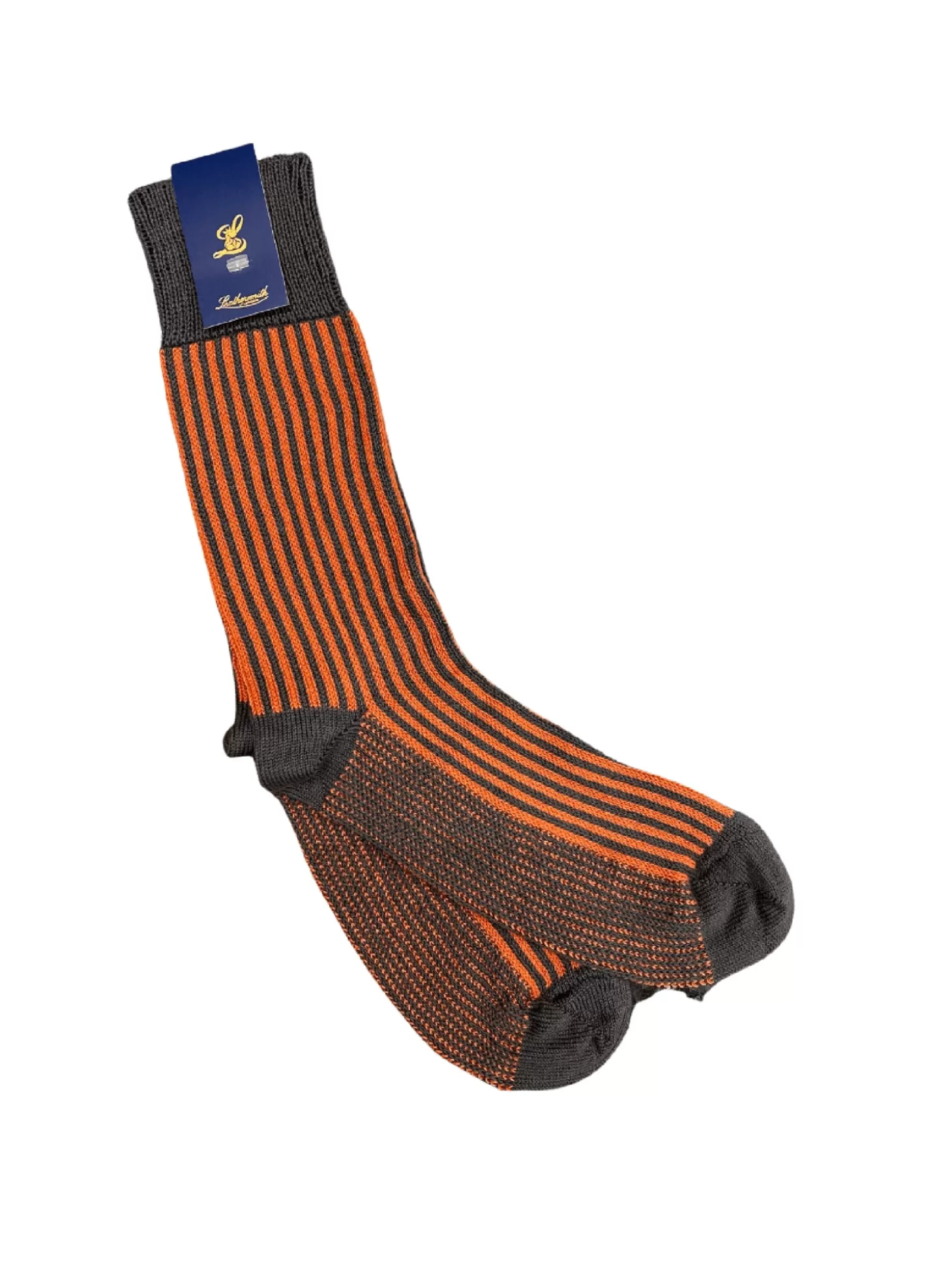 Leathersmith of London KENSINGTON RIBBED SOCKS BURNT ORANGE/SLATE Flash Sale