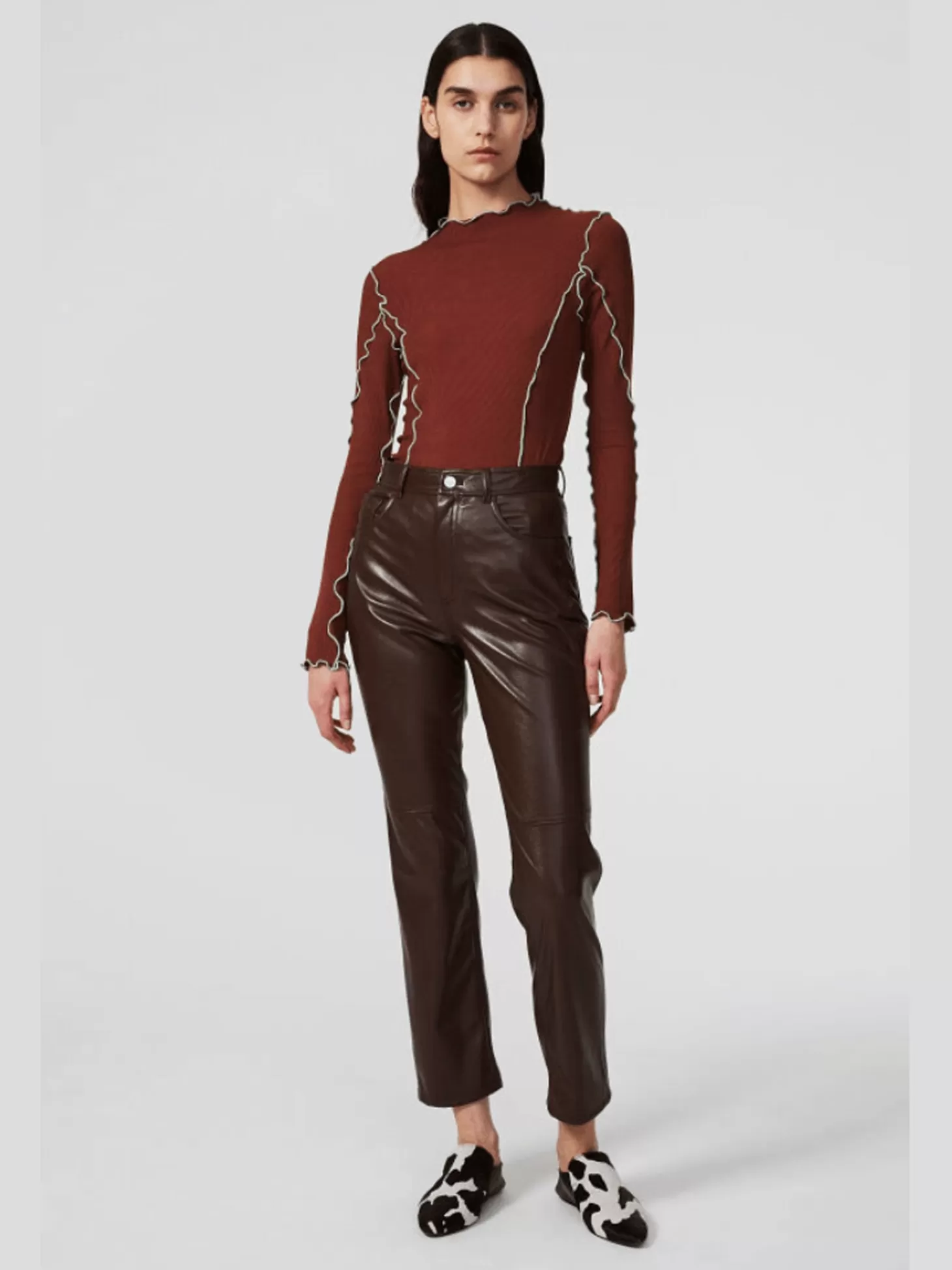 RODEBJER LOURA LEATHER TROUSERS CHOCOLATE Cheap