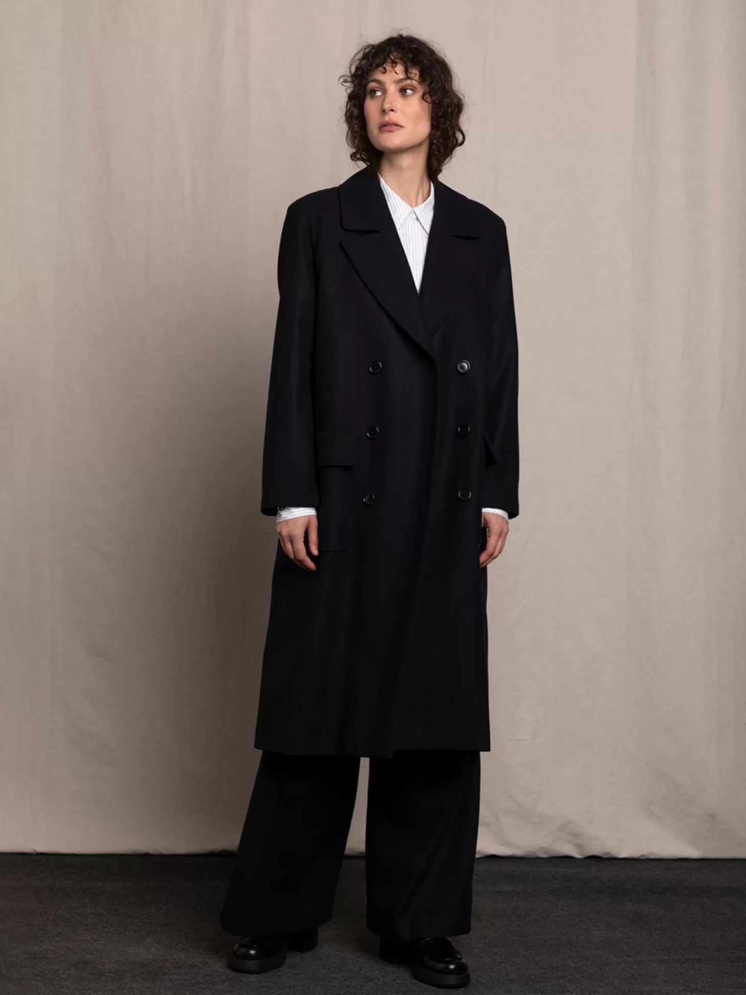 MAISON LENER MISTRAL WOOL COAT NAVY Best