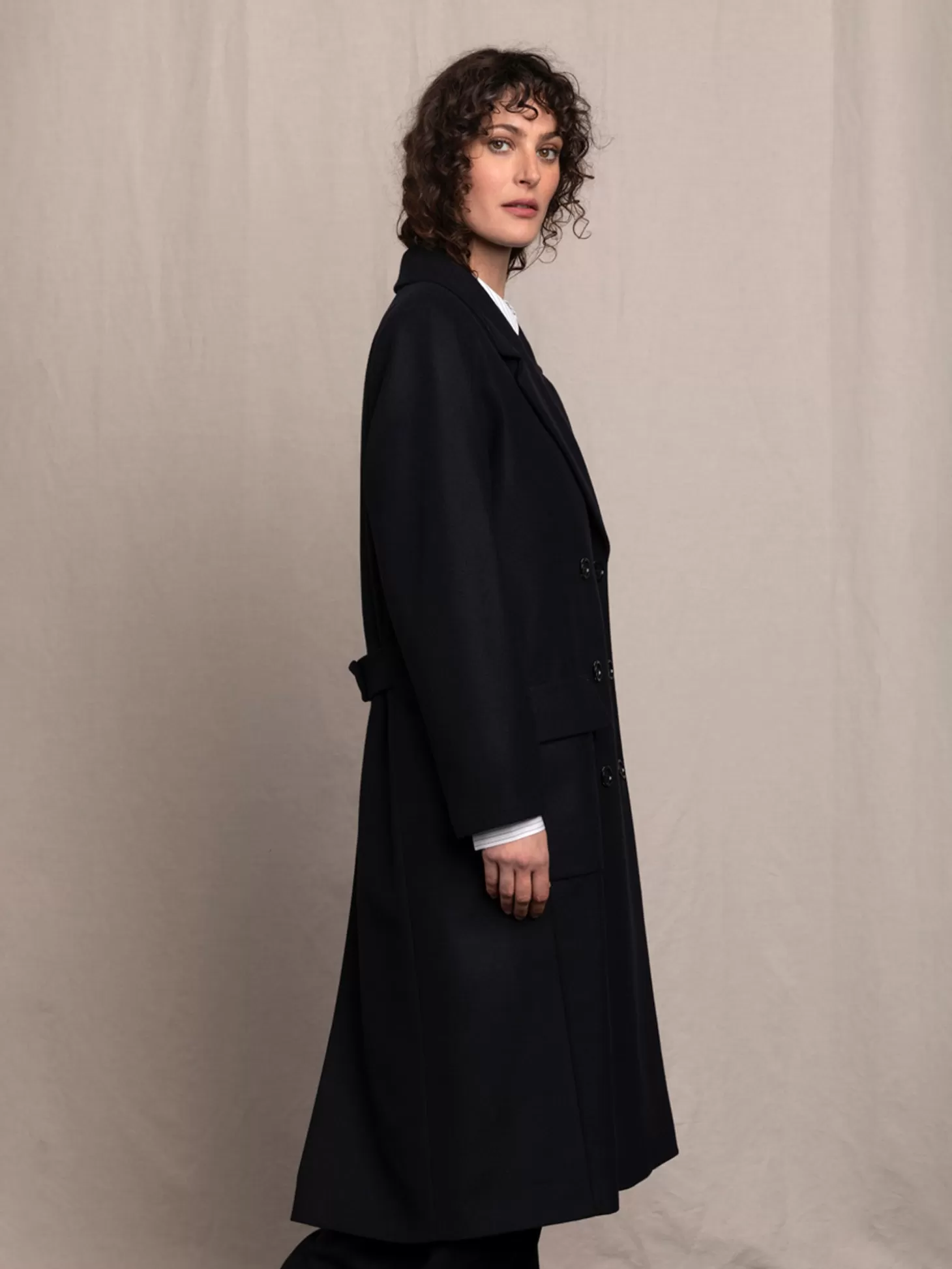 MAISON LENER MISTRAL WOOL COAT NAVY Best