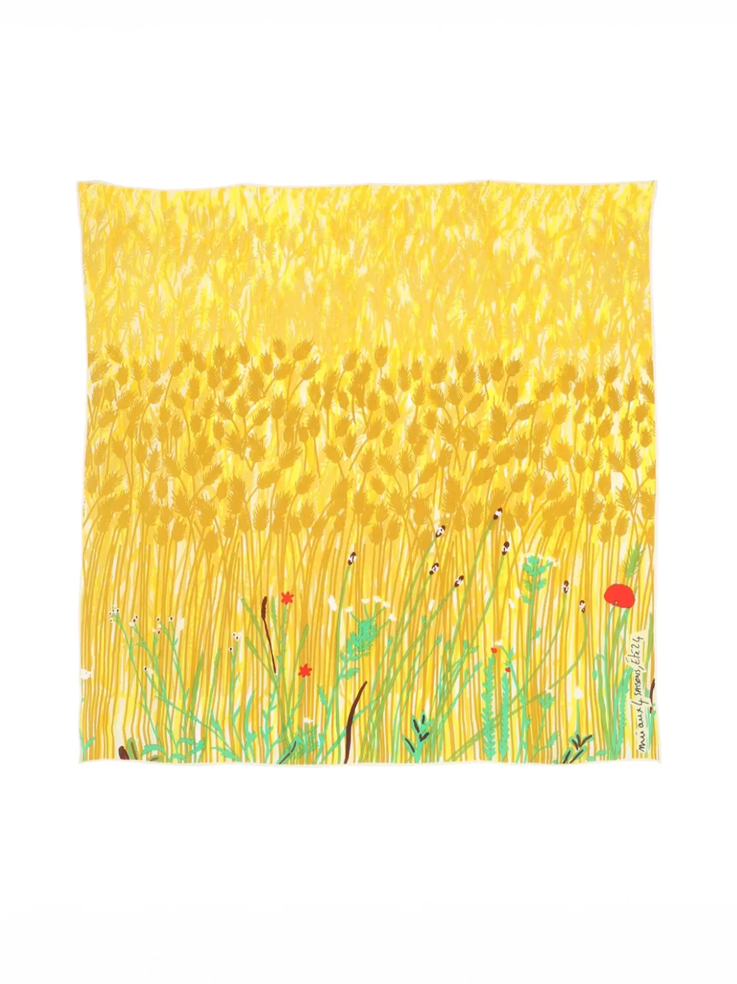 MII COLLECTION PAYSAGE PUZZLE SILK SCARF YELLOW Hot