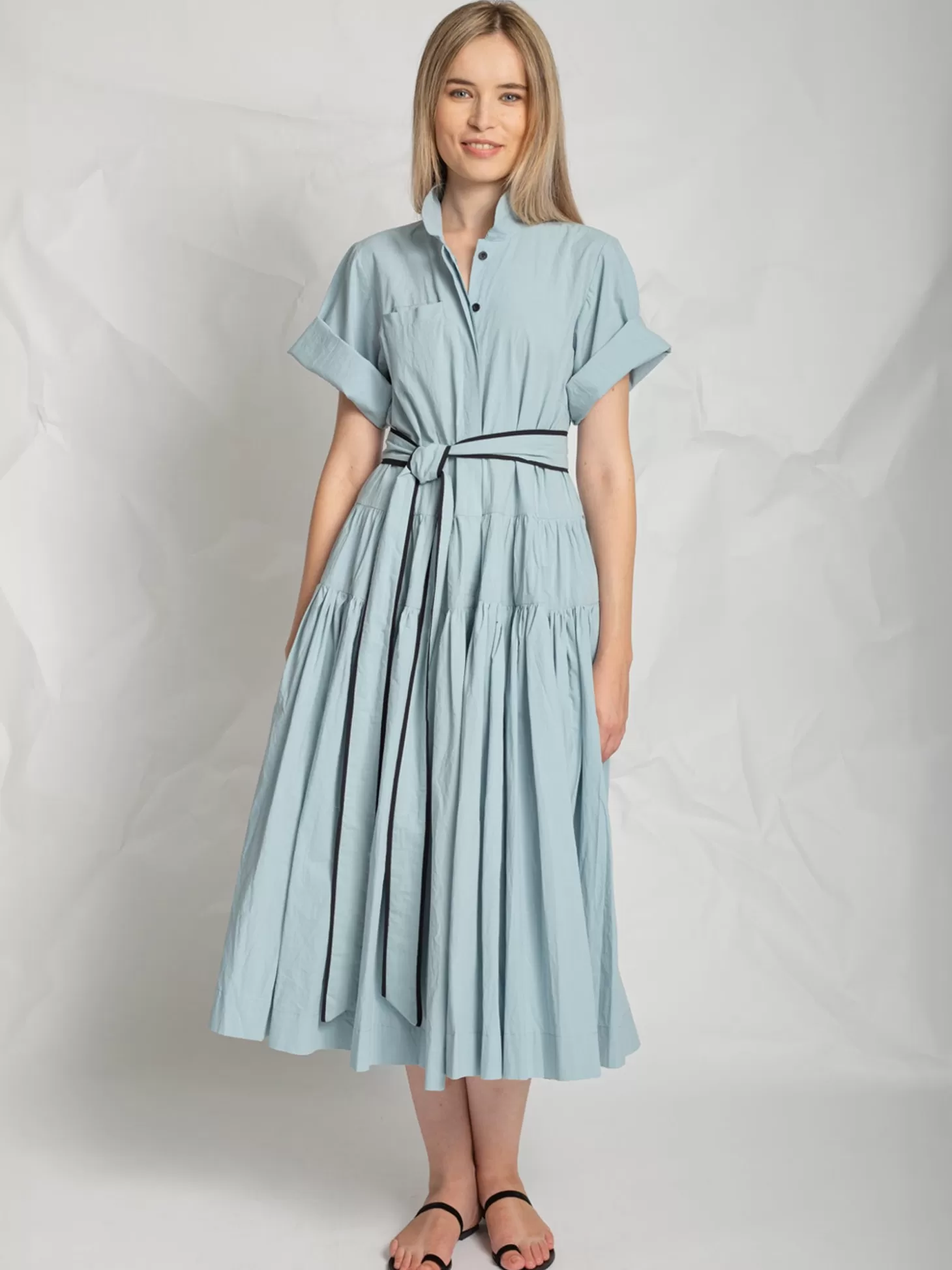 LES FILLES D'AILLEURS R867 MIDI DRESS PALE BLUE Flash Sale