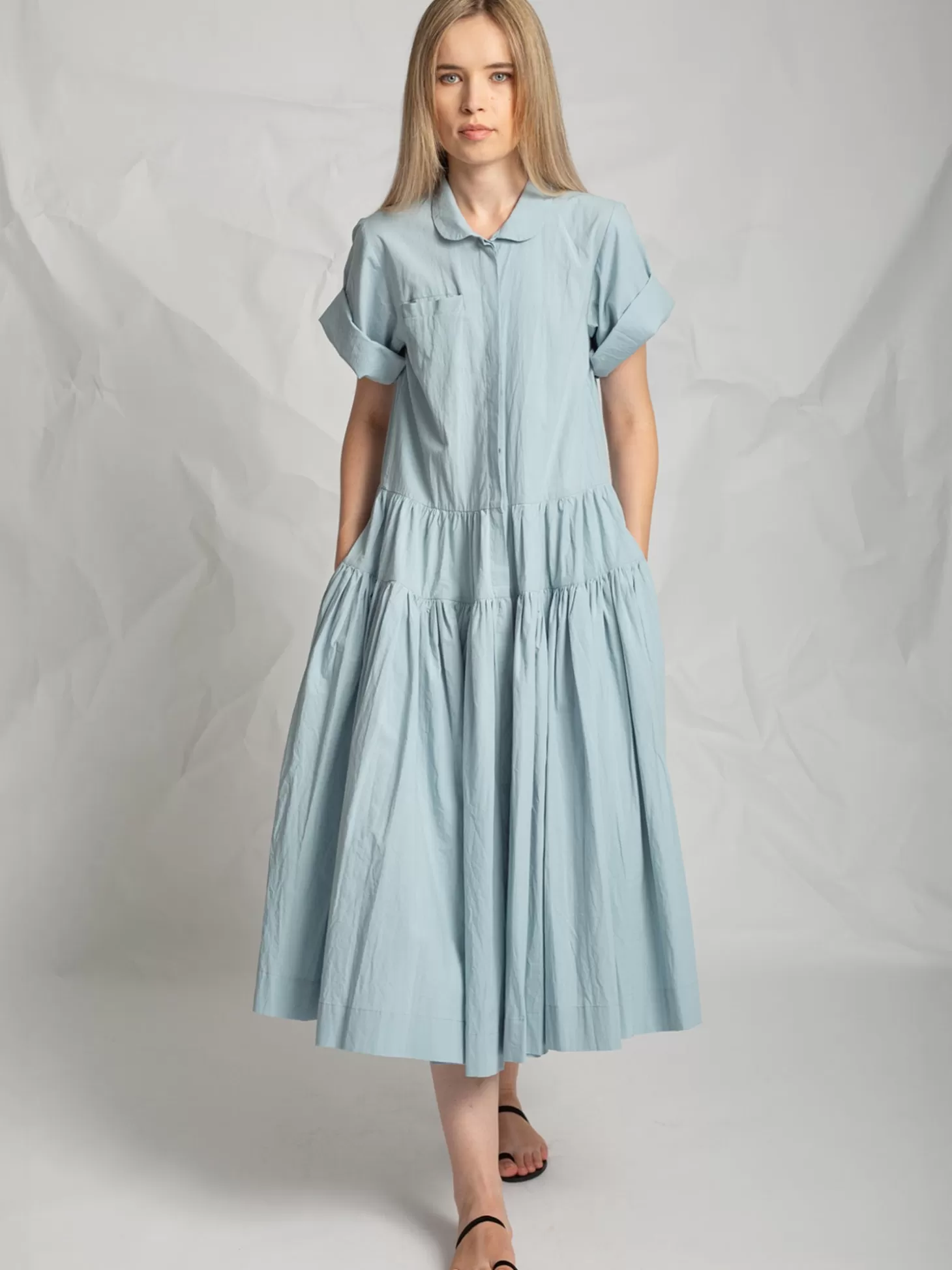 LES FILLES D'AILLEURS R867 MIDI DRESS PALE BLUE Flash Sale