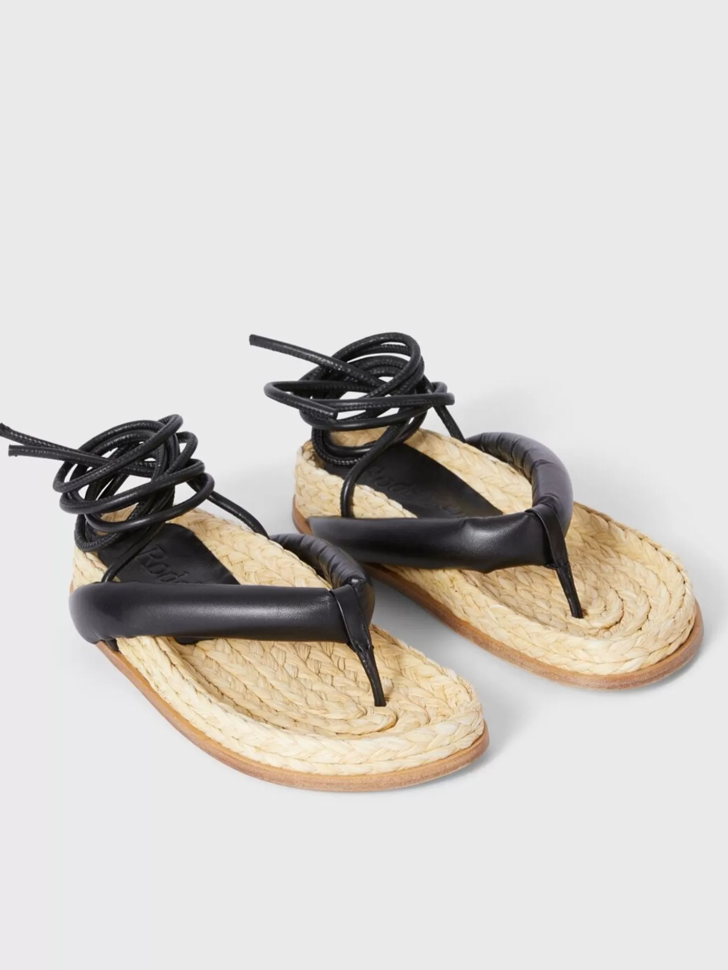 RODEBJER SANTORINO STRAW SANDALS BLACK Hot