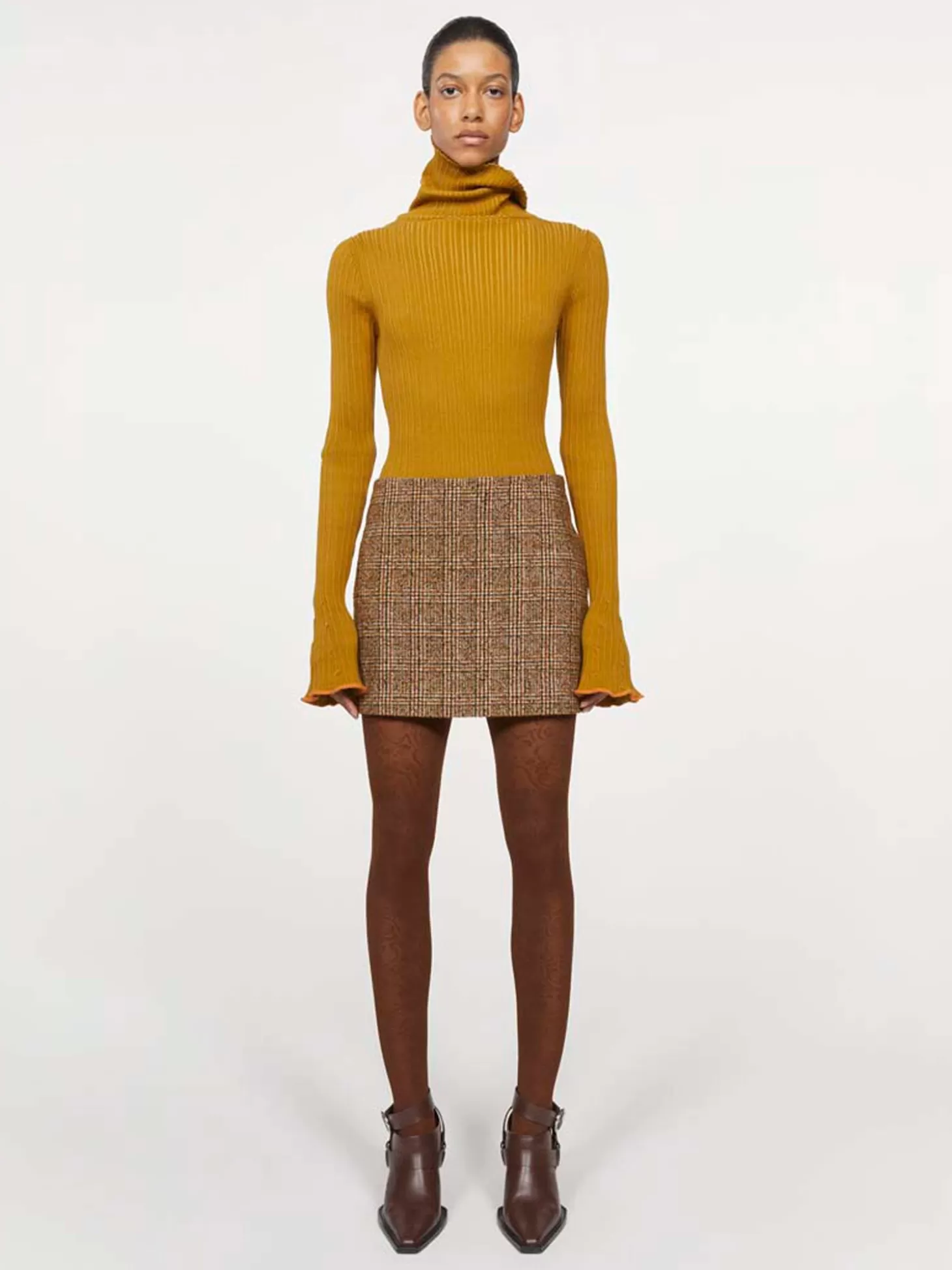 RODEBJER SEINE CARAMEL BROWN TWEED SKIRT Discount