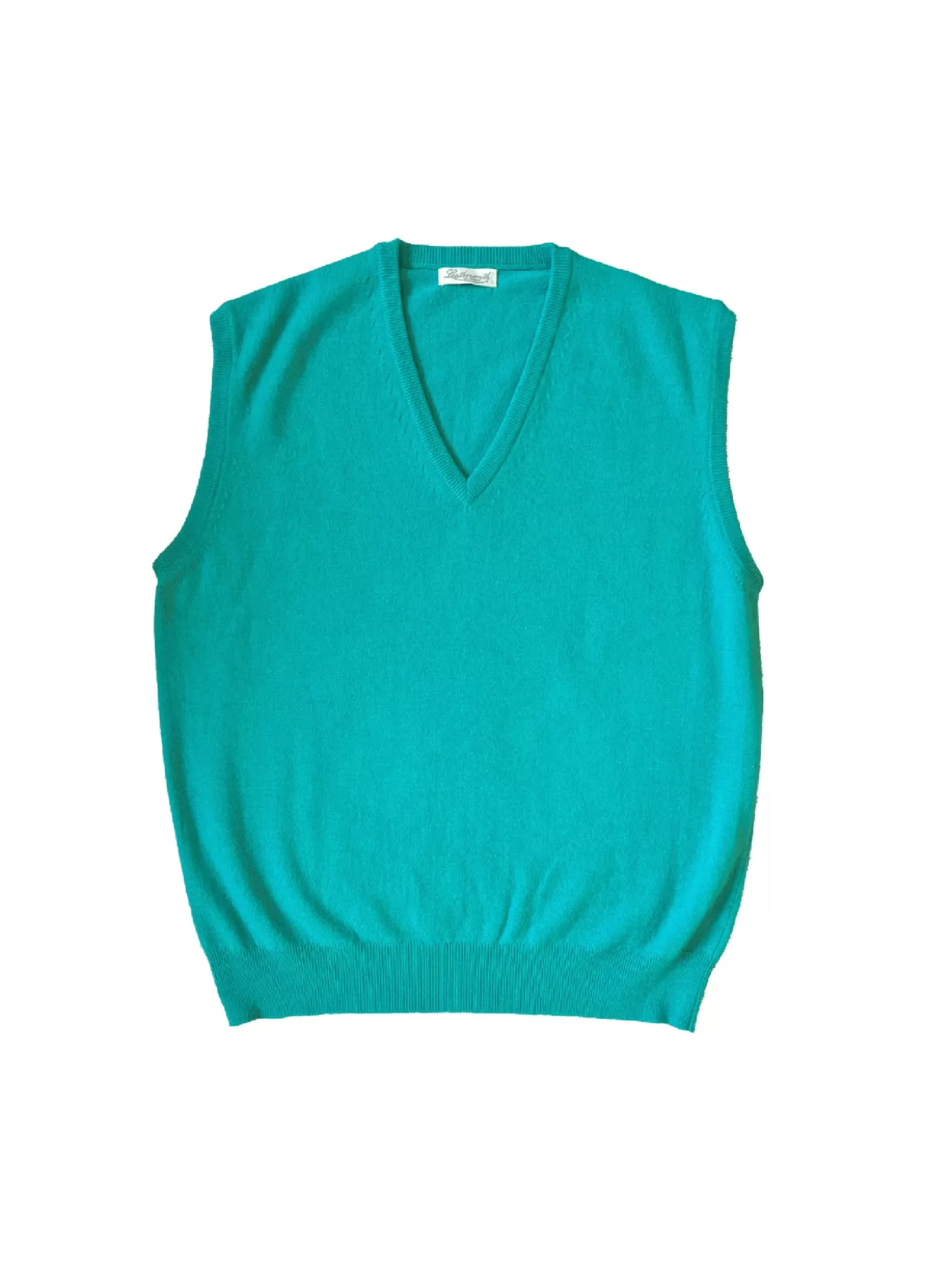 Leathersmith of London SLEEVELESS V-NECK CASHMERE SWEATER TURQUOISE Best Sale