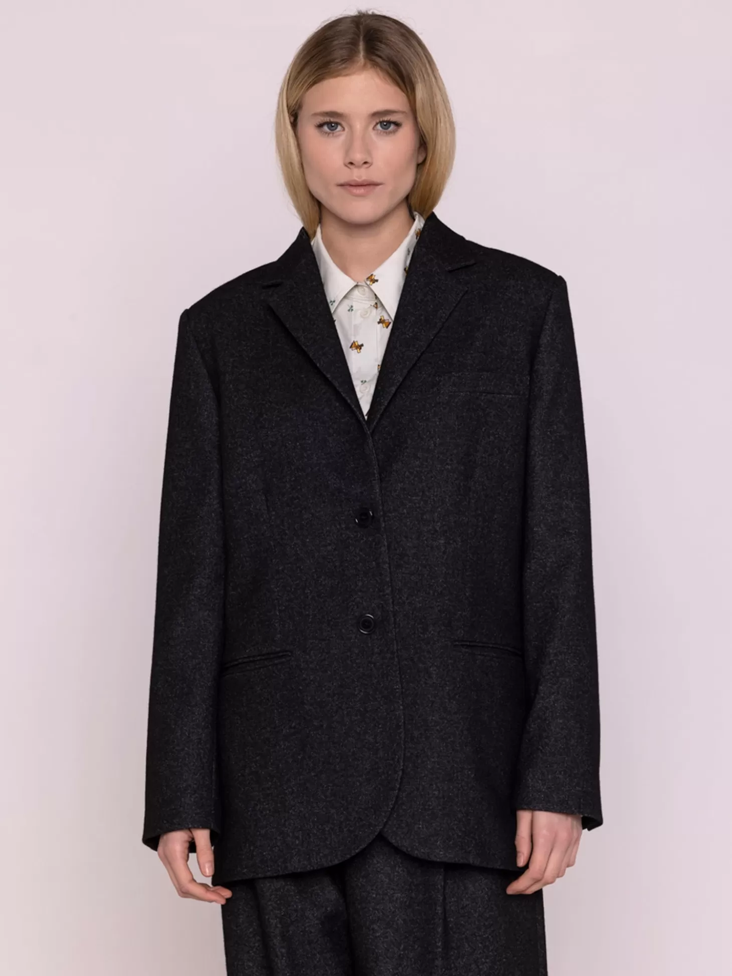 MAISON LENER WOOL BLAZER DARK GREY Clearance